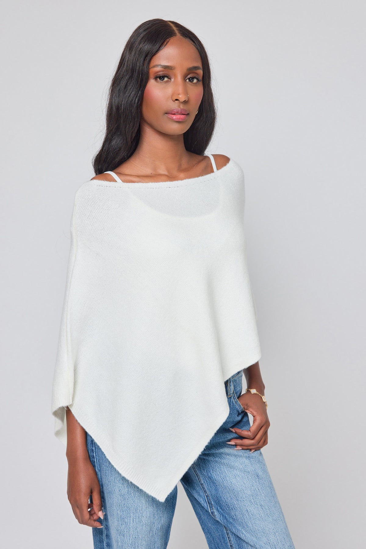 Asymmetric Boat Neck Poncho