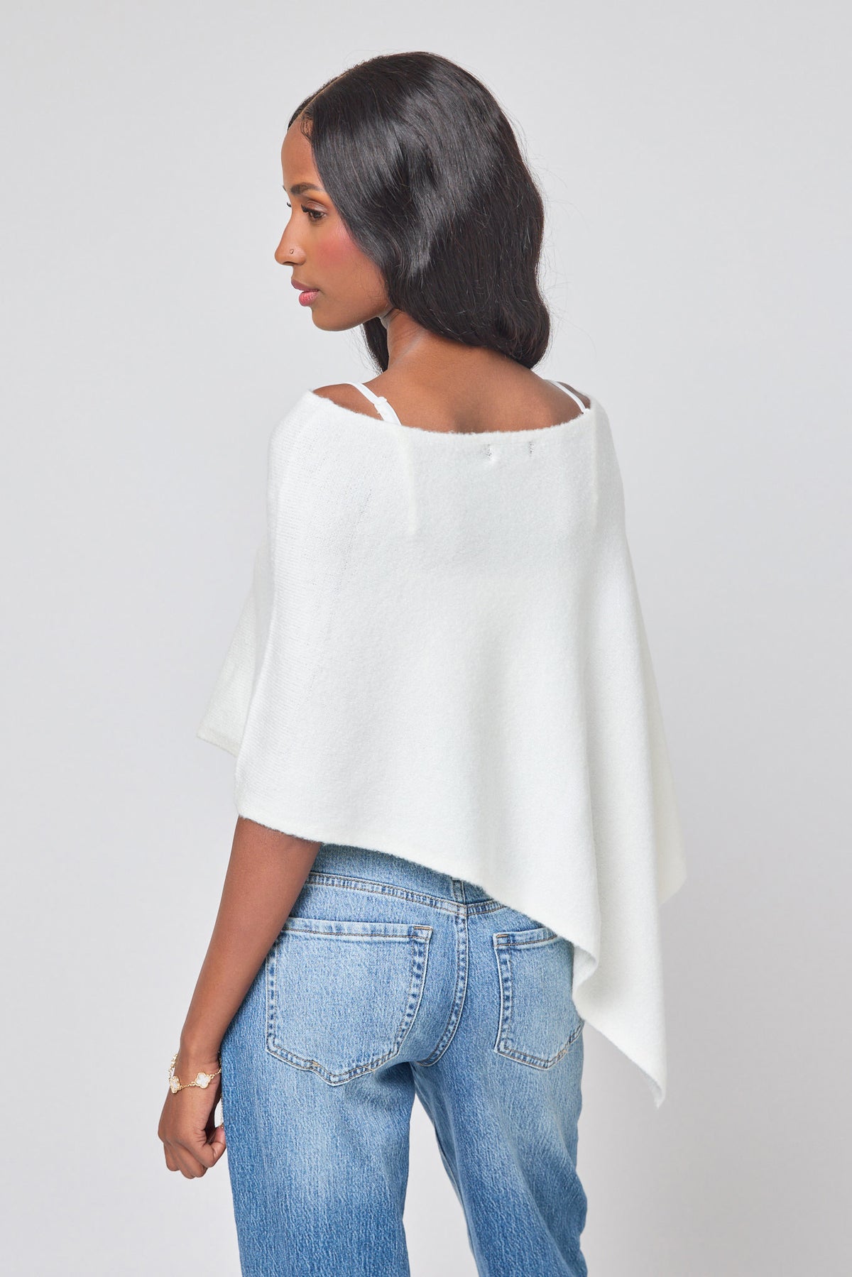 Asymmetric Boat Neck Poncho
