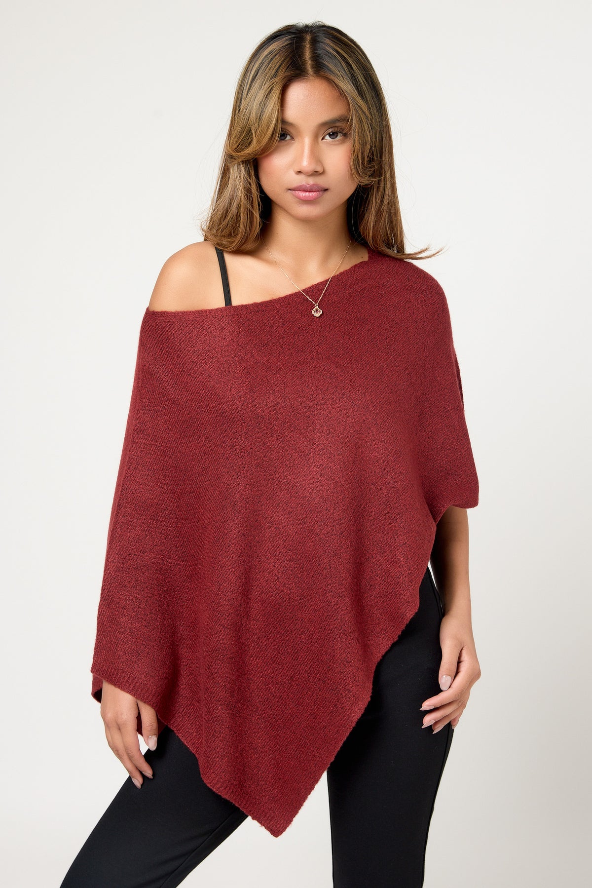 Asymmetric Boatneck Poncho