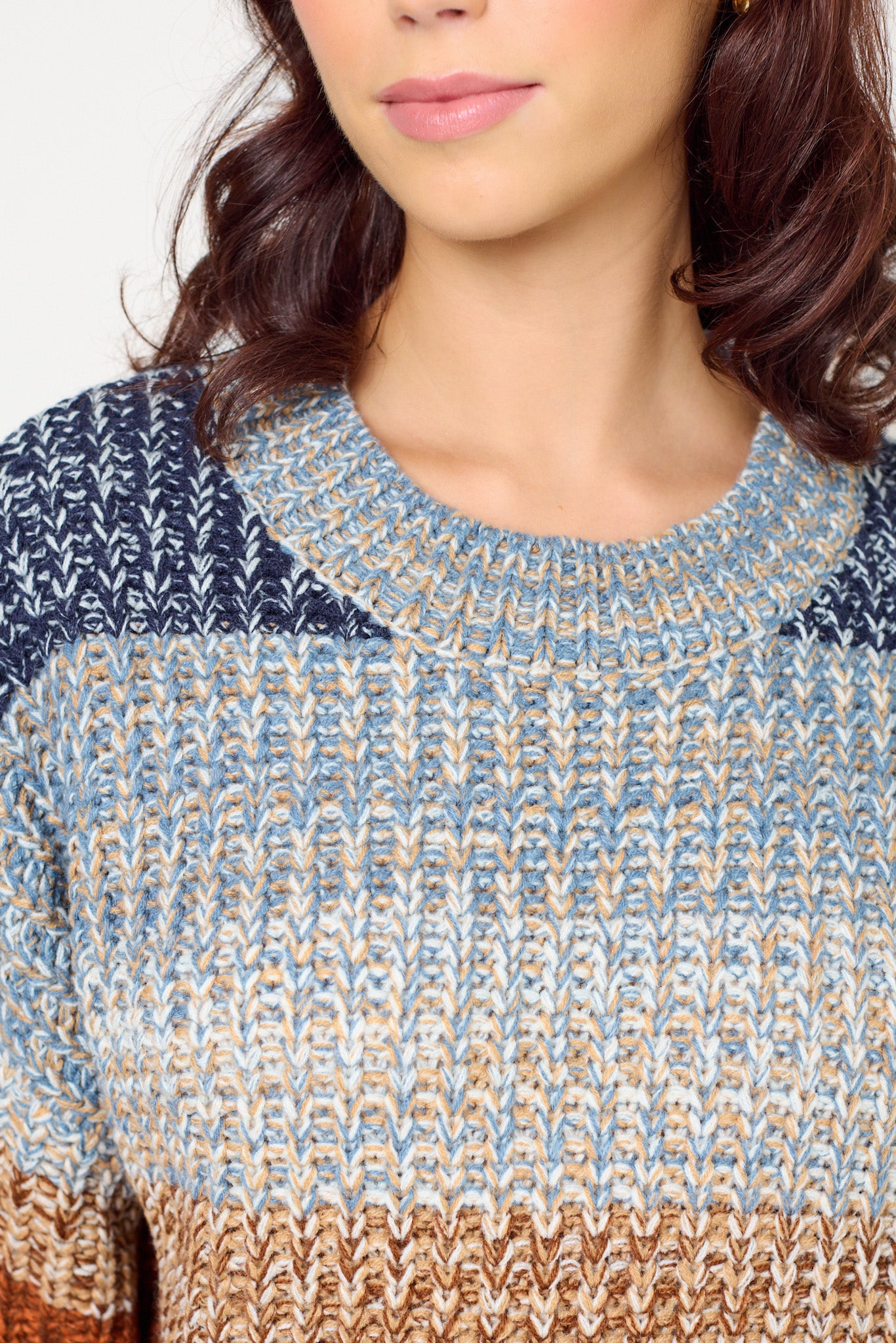 Space-Dye Striped Balloon-Sleeve Sweater