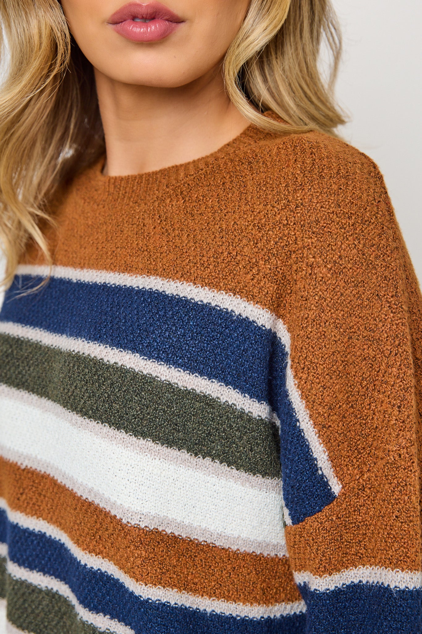 Striped Oversized Sweater with Side Slits