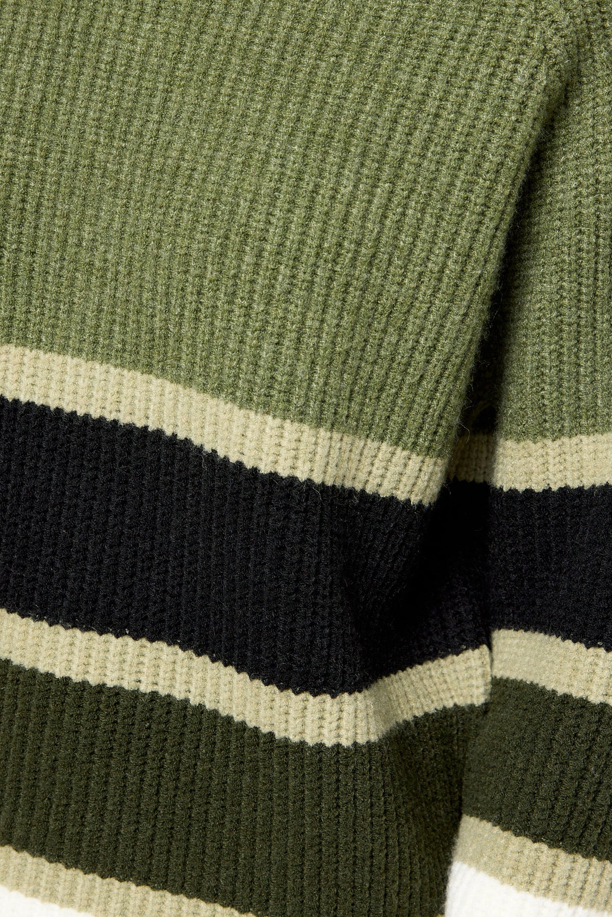 Striped Ribbed Mockneck Bell Sleeve Sweater