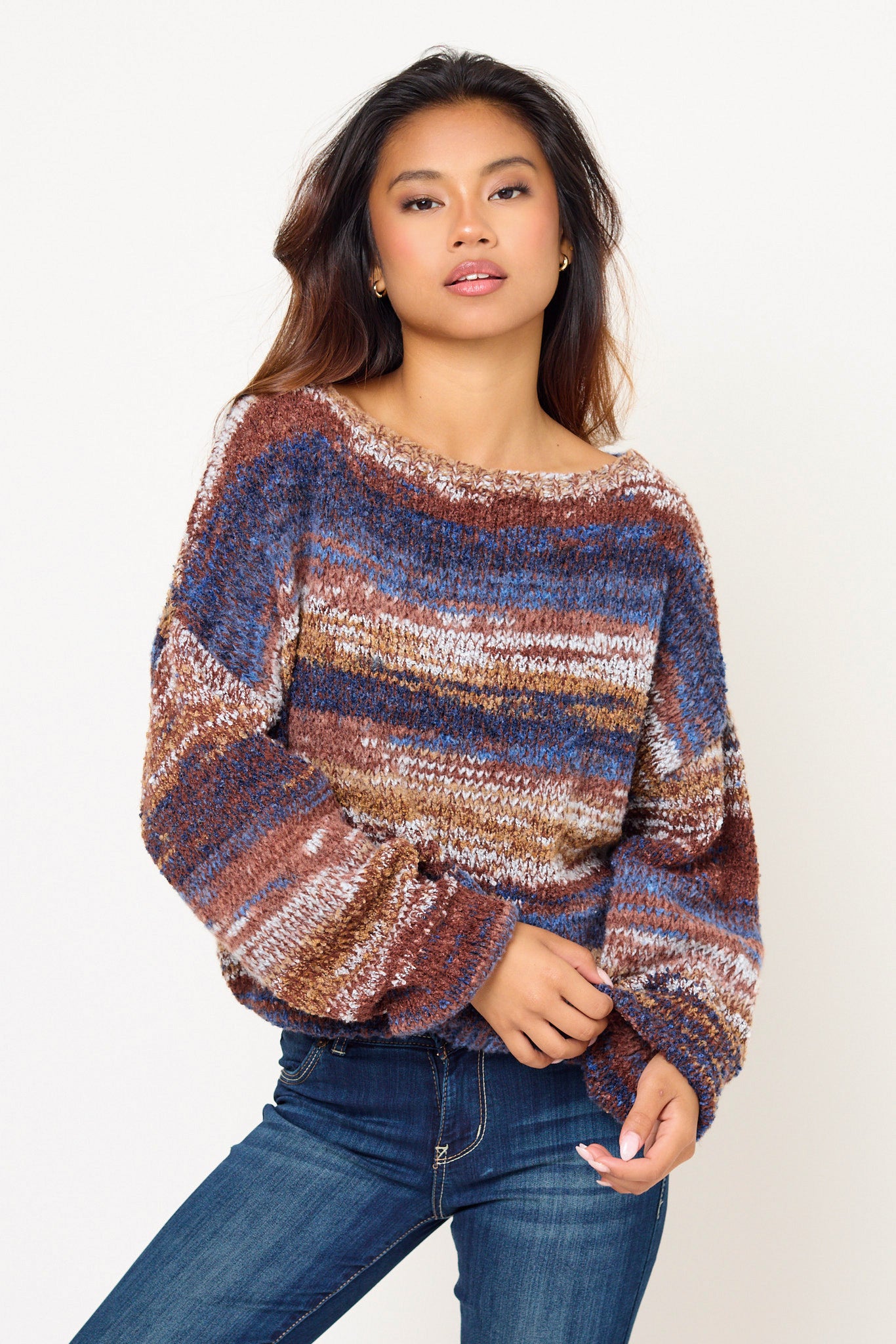 Space-Dye Off-Shoulder Sweater