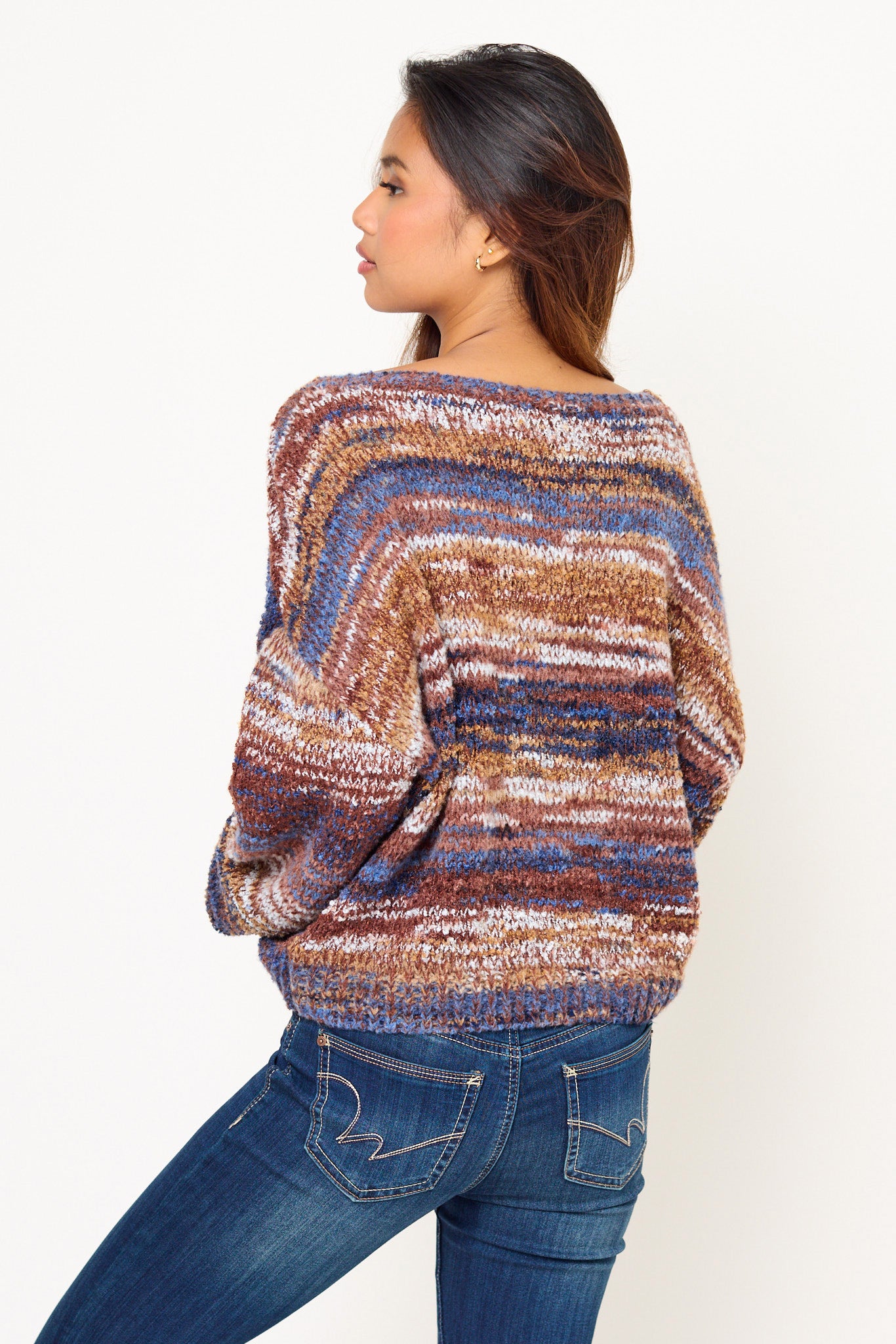 Space-Dye Off-Shoulder Sweater