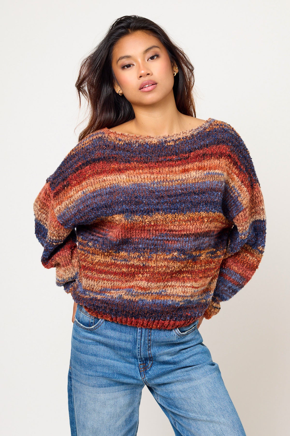 Space-Dye Off-Shoulder Sweater