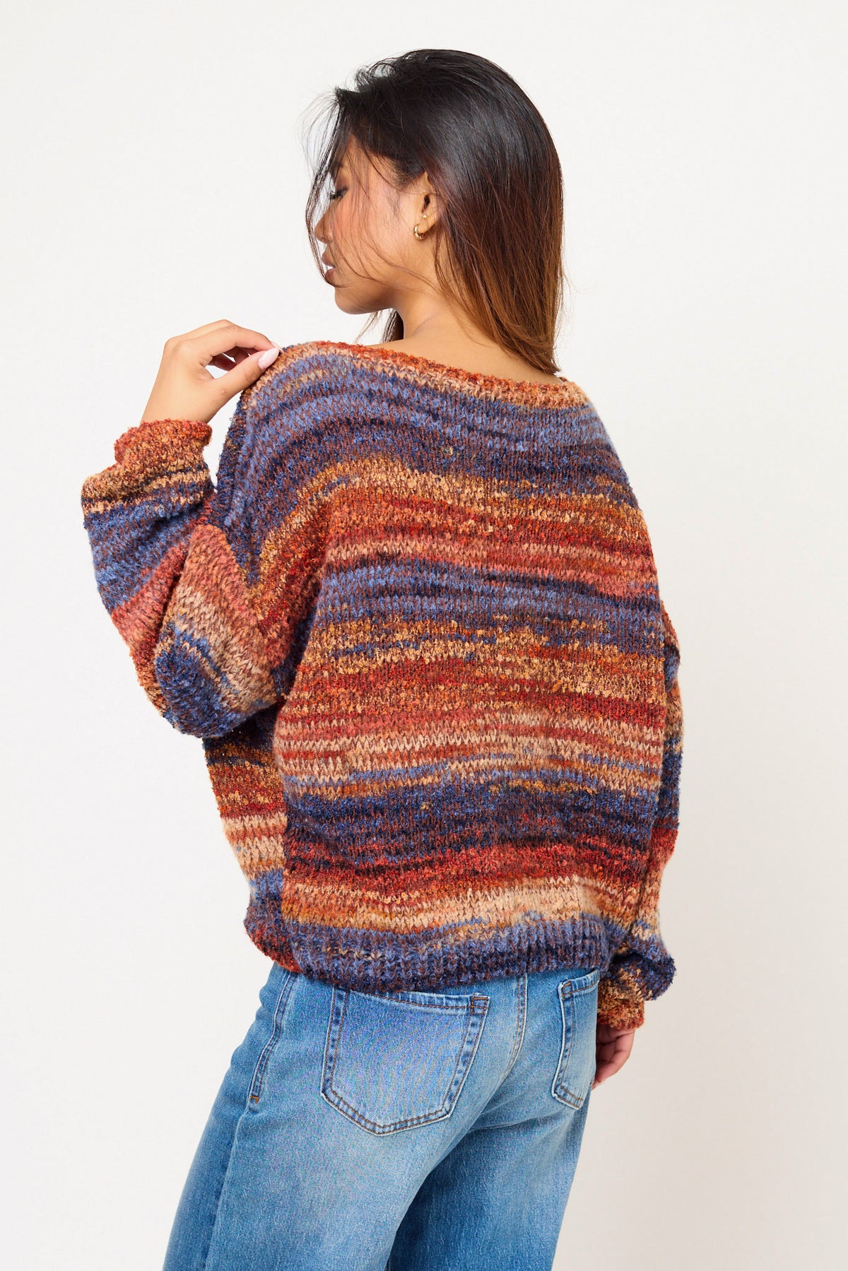 Space-Dye Off-Shoulder Sweater