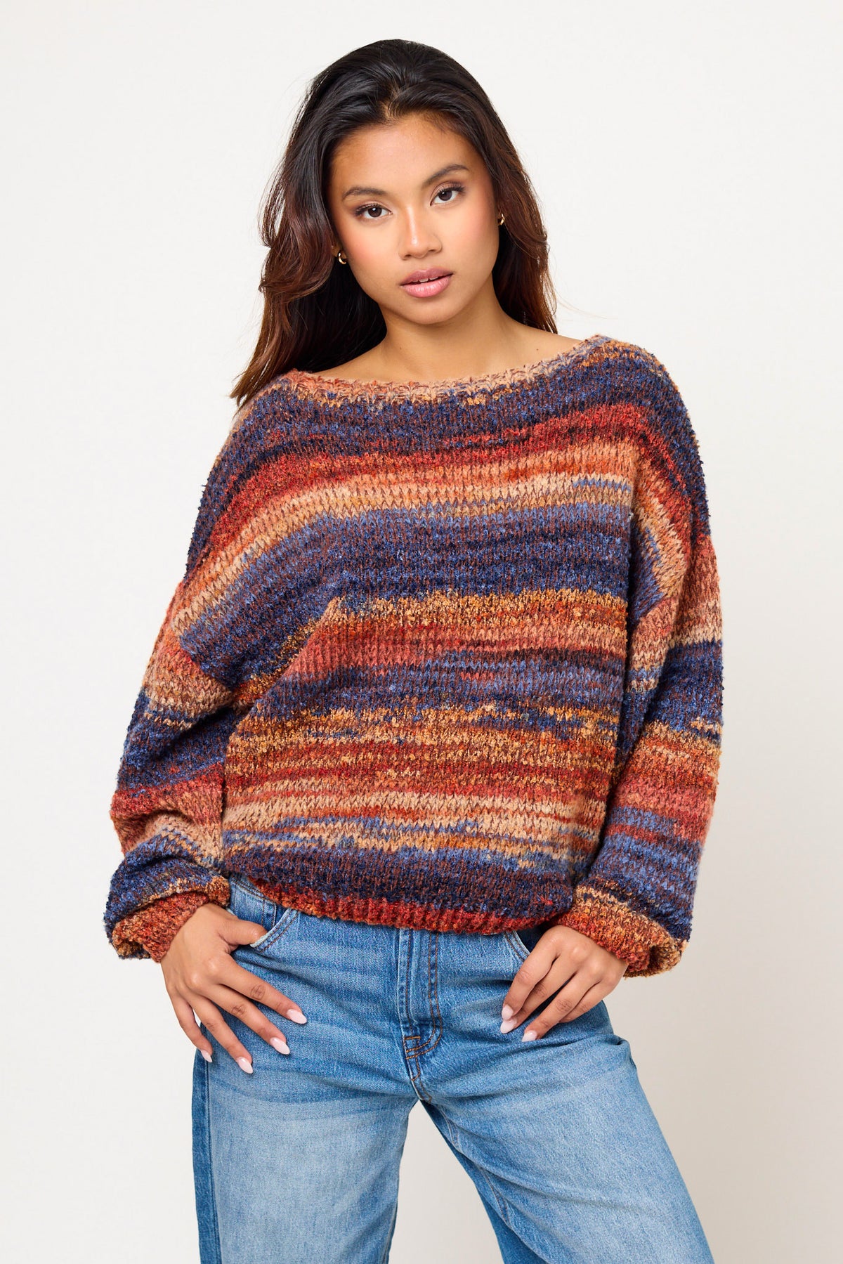 Space-Dye Off-Shoulder Sweater