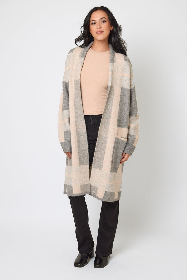 Plaid Coatigan with Shawl Collar