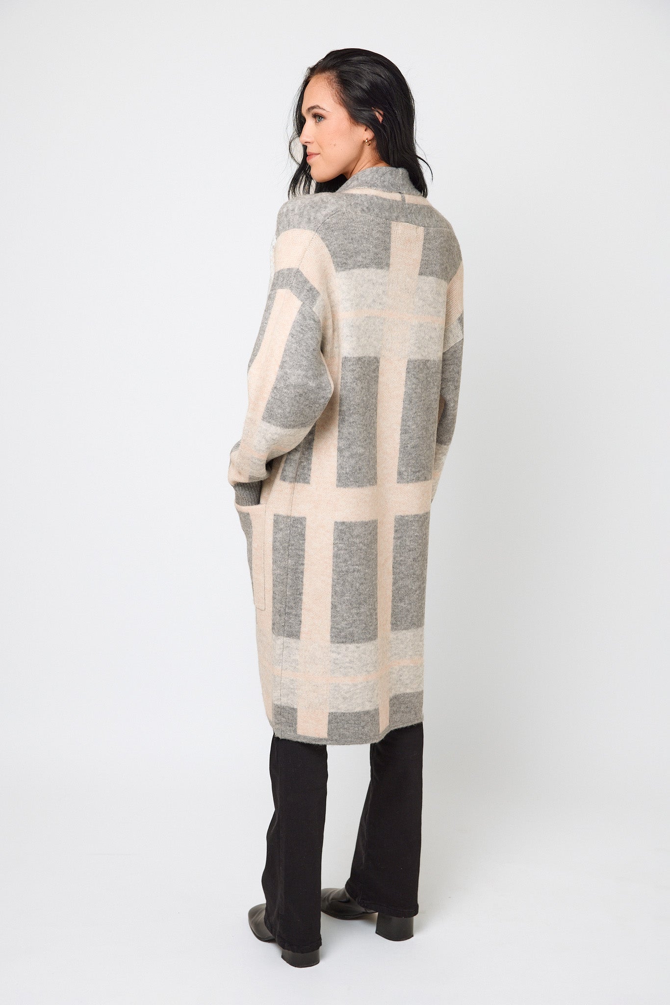 Plaid Coatigan with Shawl Collar