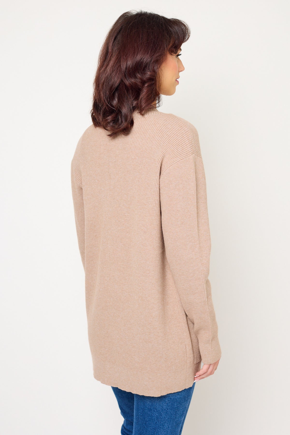 Waffle Knit Open Cardigan
