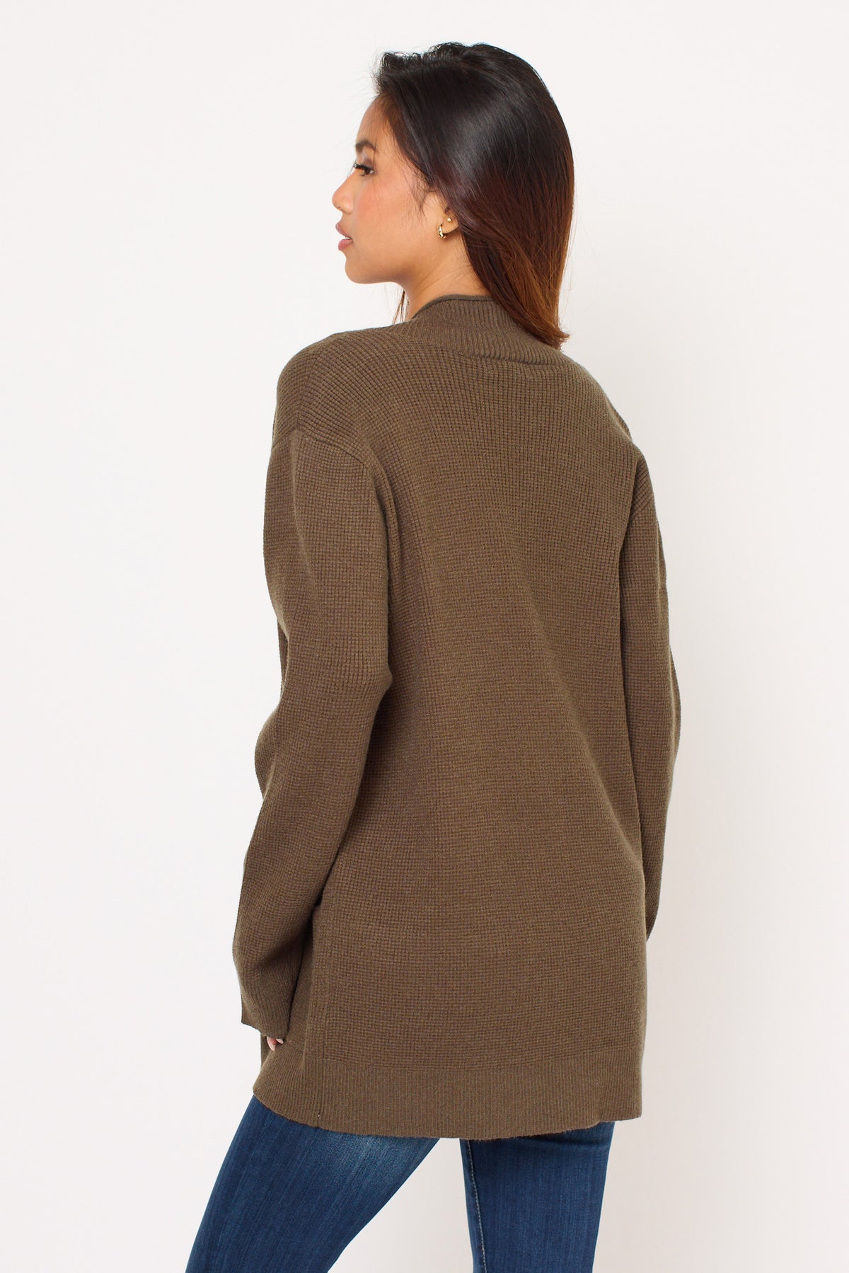 Waffle Knit Open Cardigan