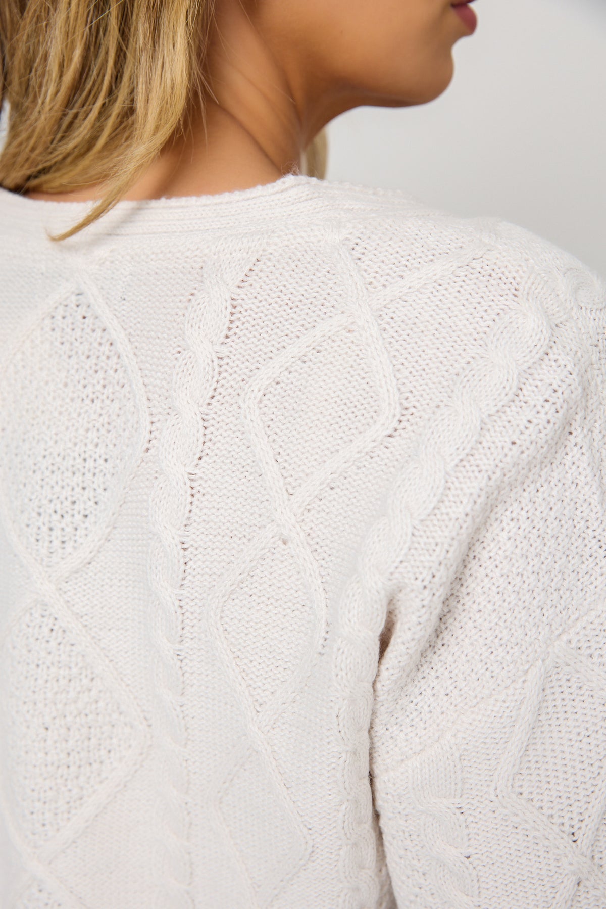 Cable Long Sleeve Cardigan with Tie Front