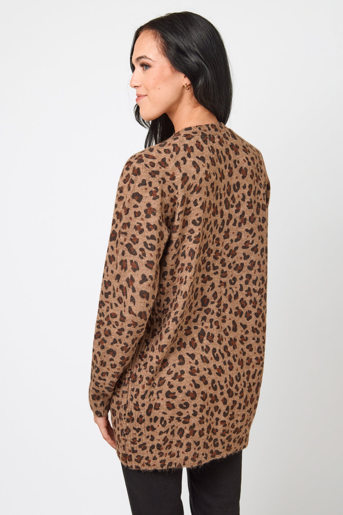 Animal Knit Open Cardigan