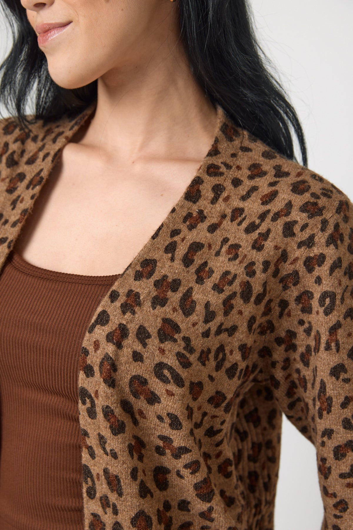 Animal Knit Open Cardigan