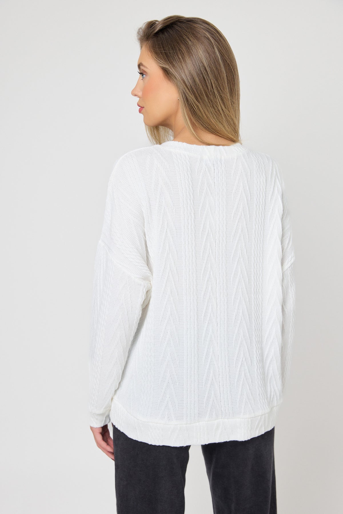 Cable Knit Balloon Sleeve Sweater