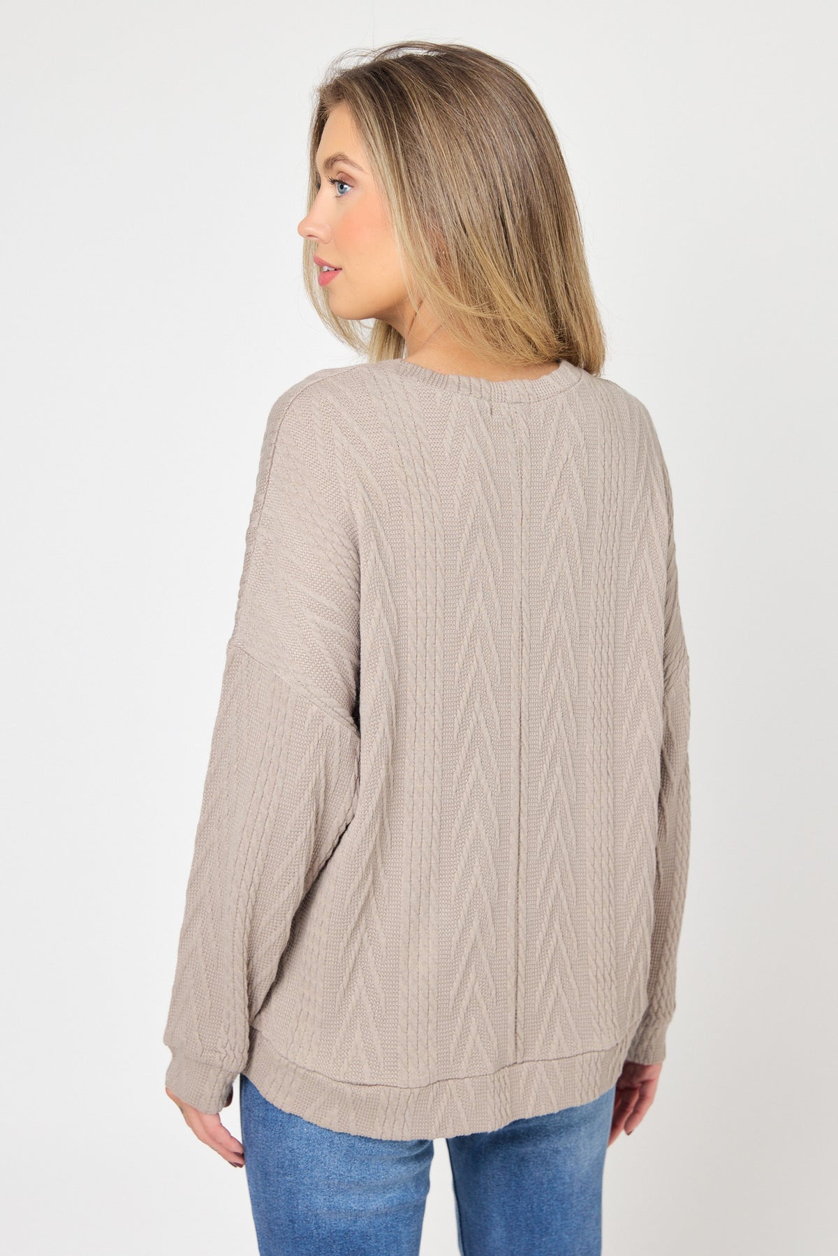 Cable Knit Balloon Sleeve Sweater