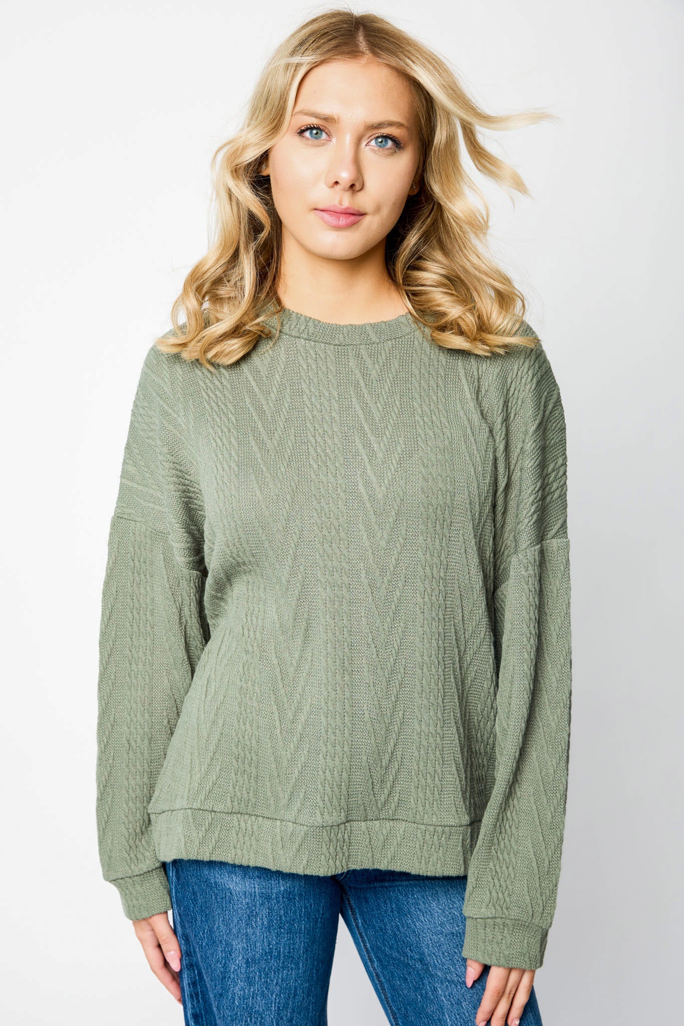 Cable Knit Balloon Sleeve Sweater