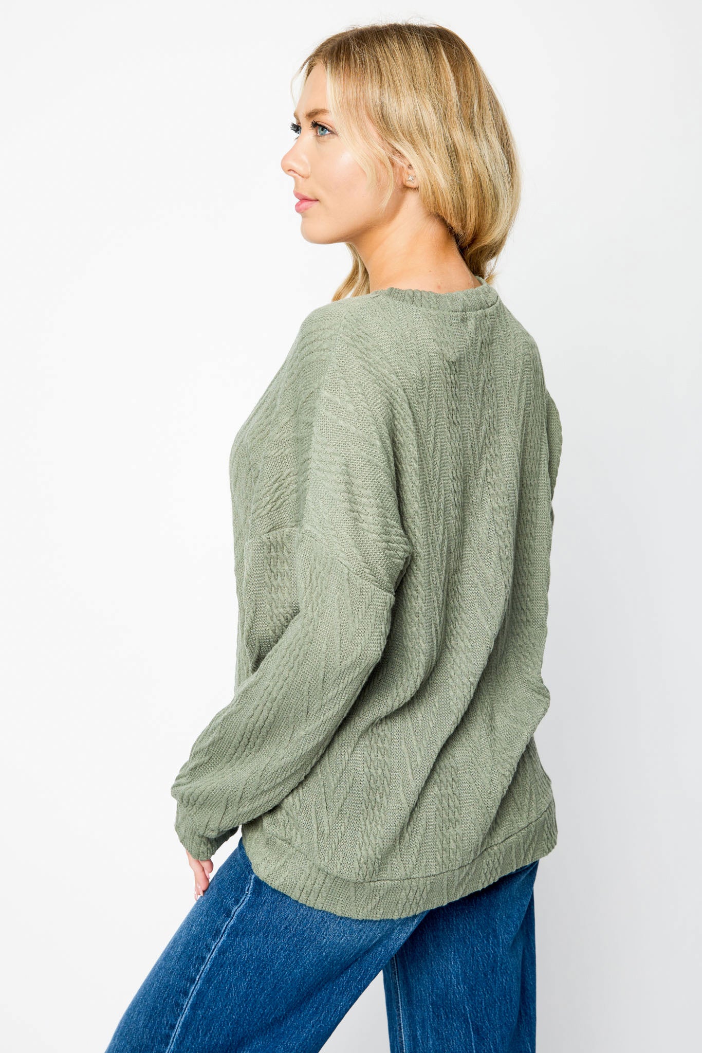 Cable Knit Balloon Sleeve Sweater