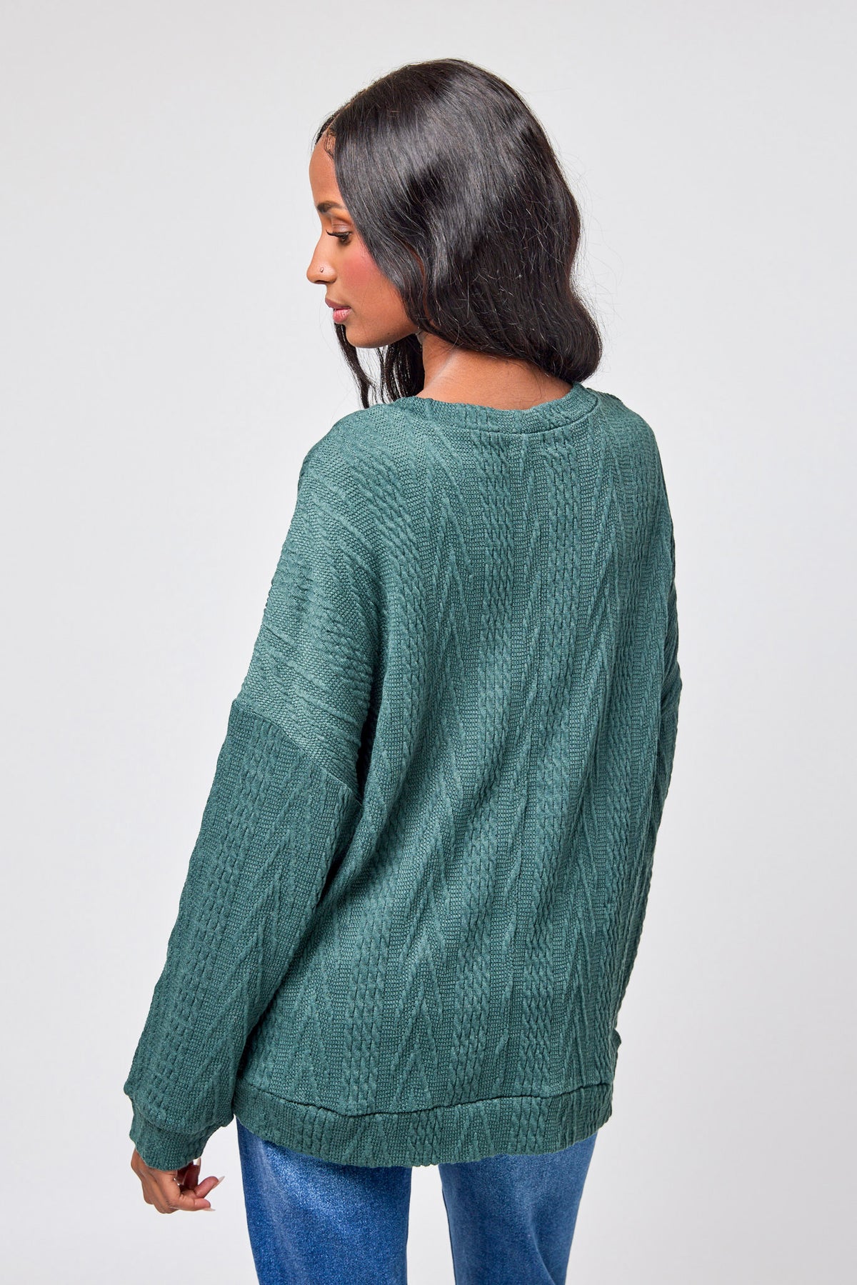 Cable Knit Balloon Sleeve Sweater