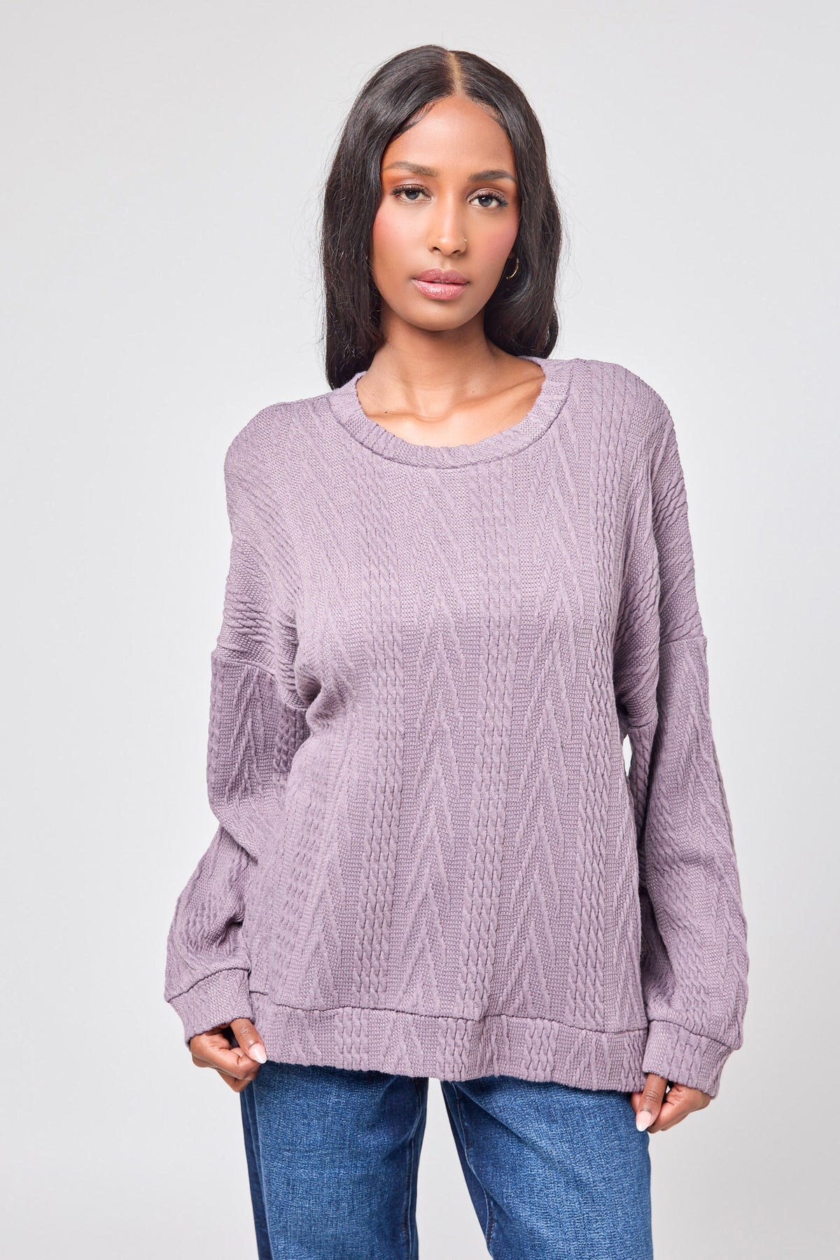 Cable Knit Balloon Sleeve Sweater