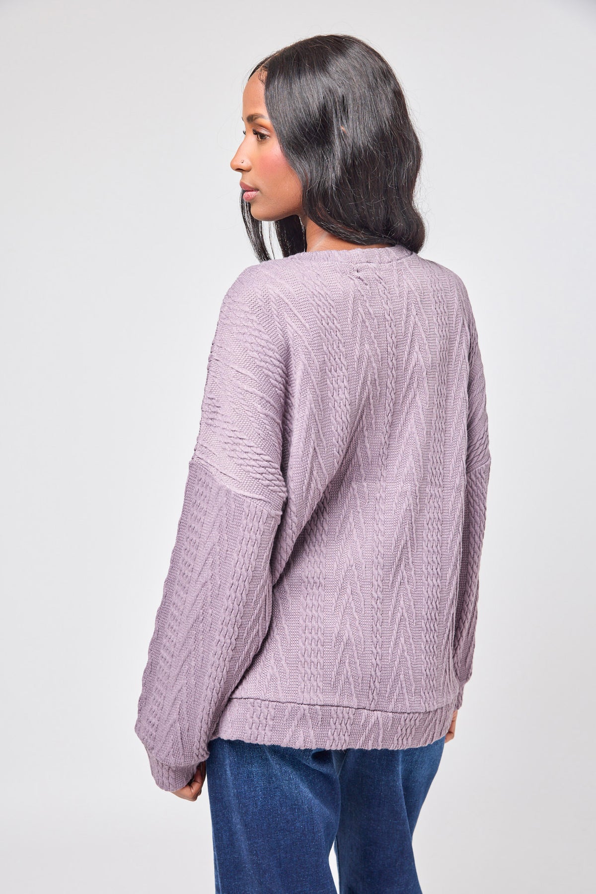 Cable Knit Balloon Sleeve Sweater