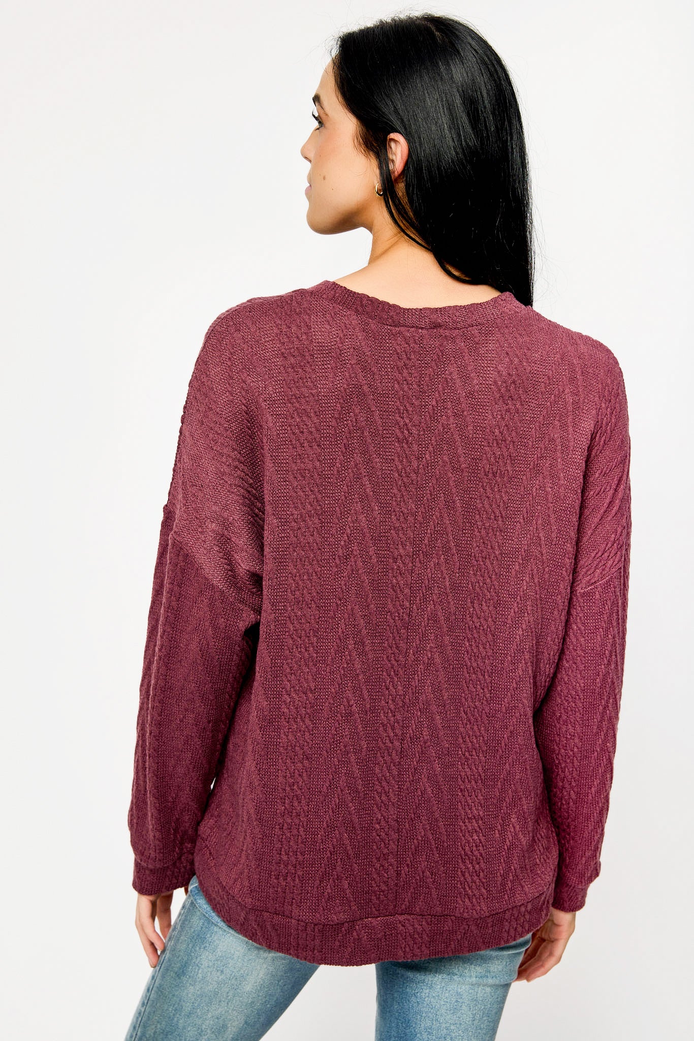 Cable Knit Balloon Sleeve Sweater