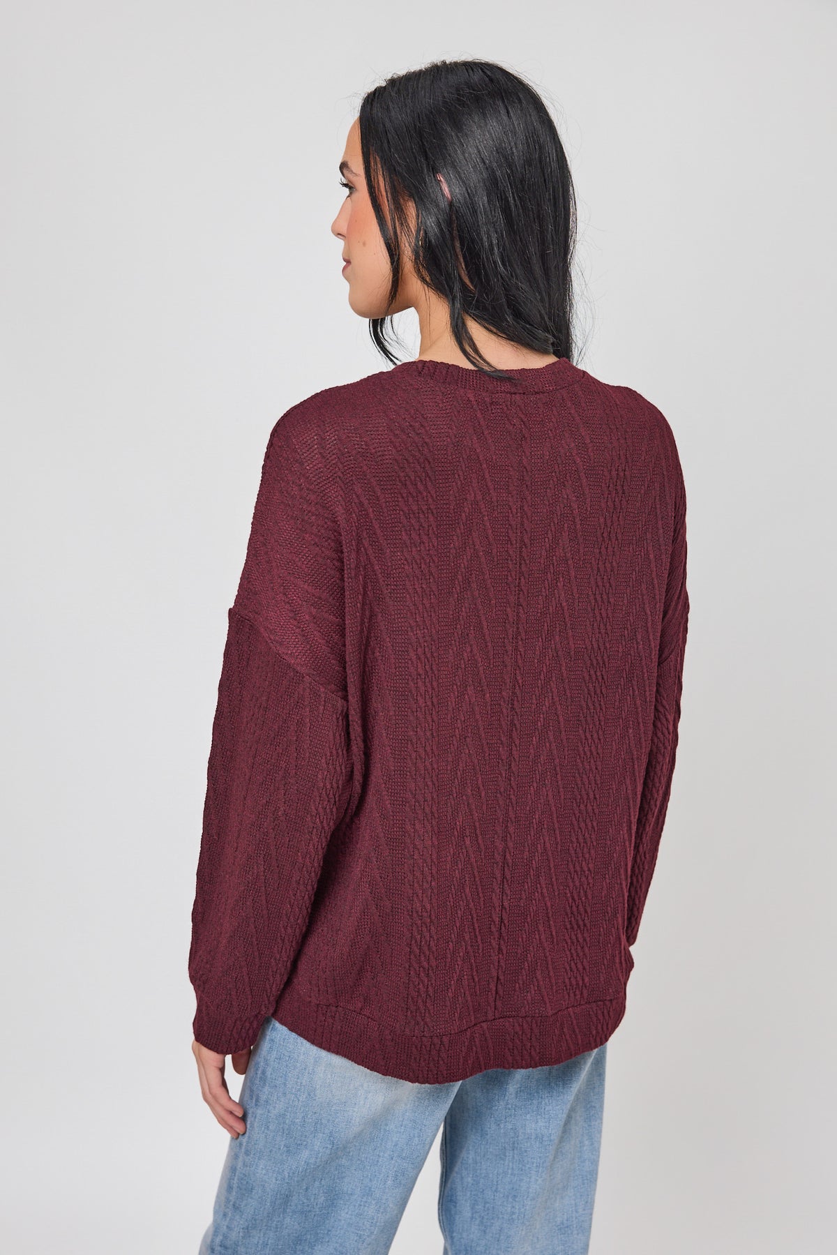 Cable Knit Balloon Sleeve Sweater
