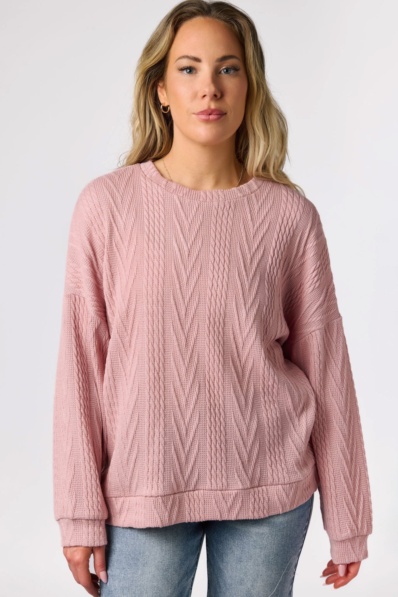 Cable Knit Balloon Sleeve Sweater