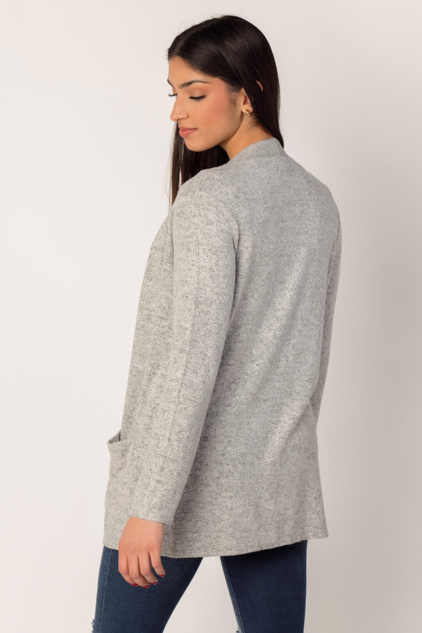 Supersoft Open Cardigan with Ribbed Trim