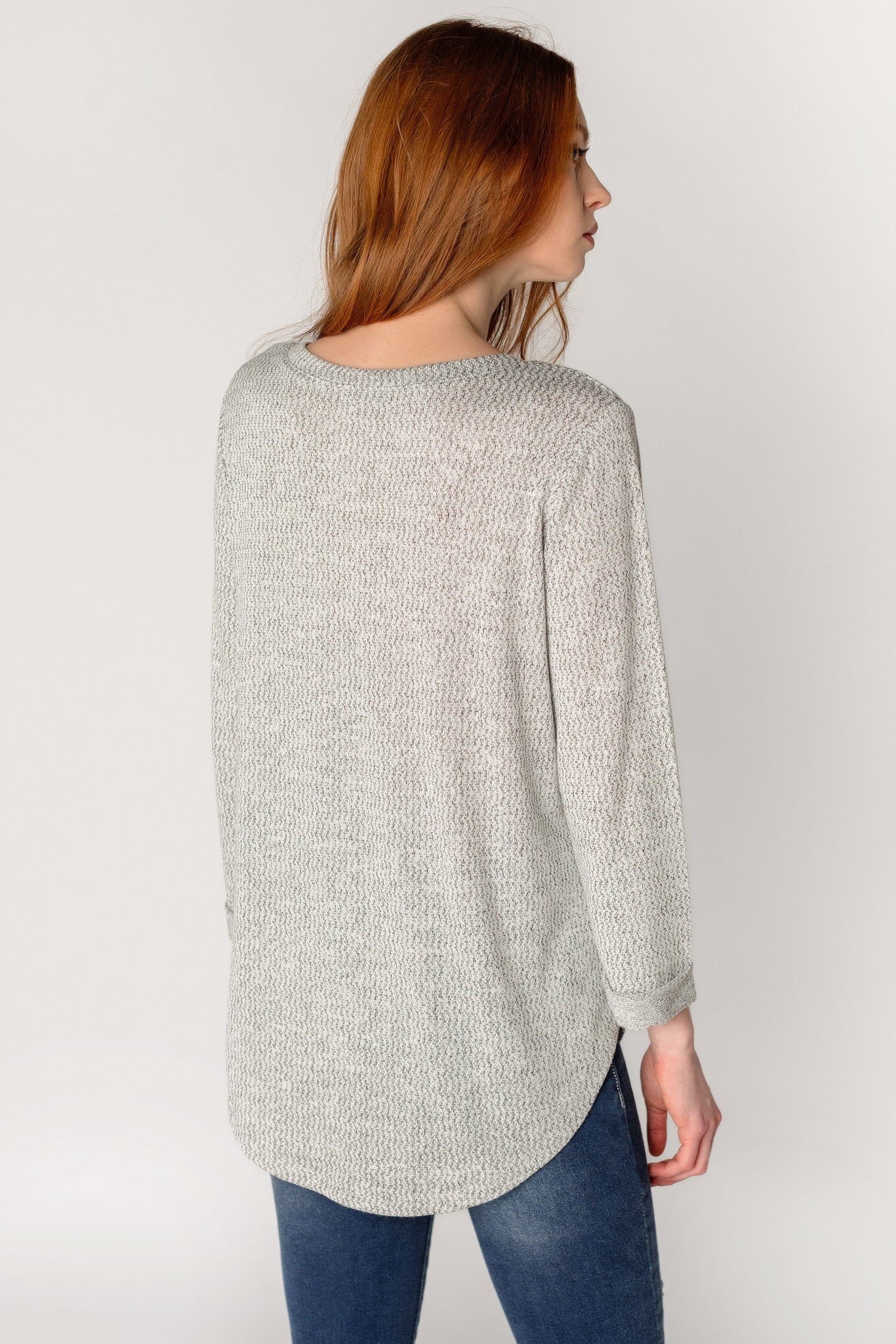 Knitted 3/4 Sleeve Scoopneck Sweater