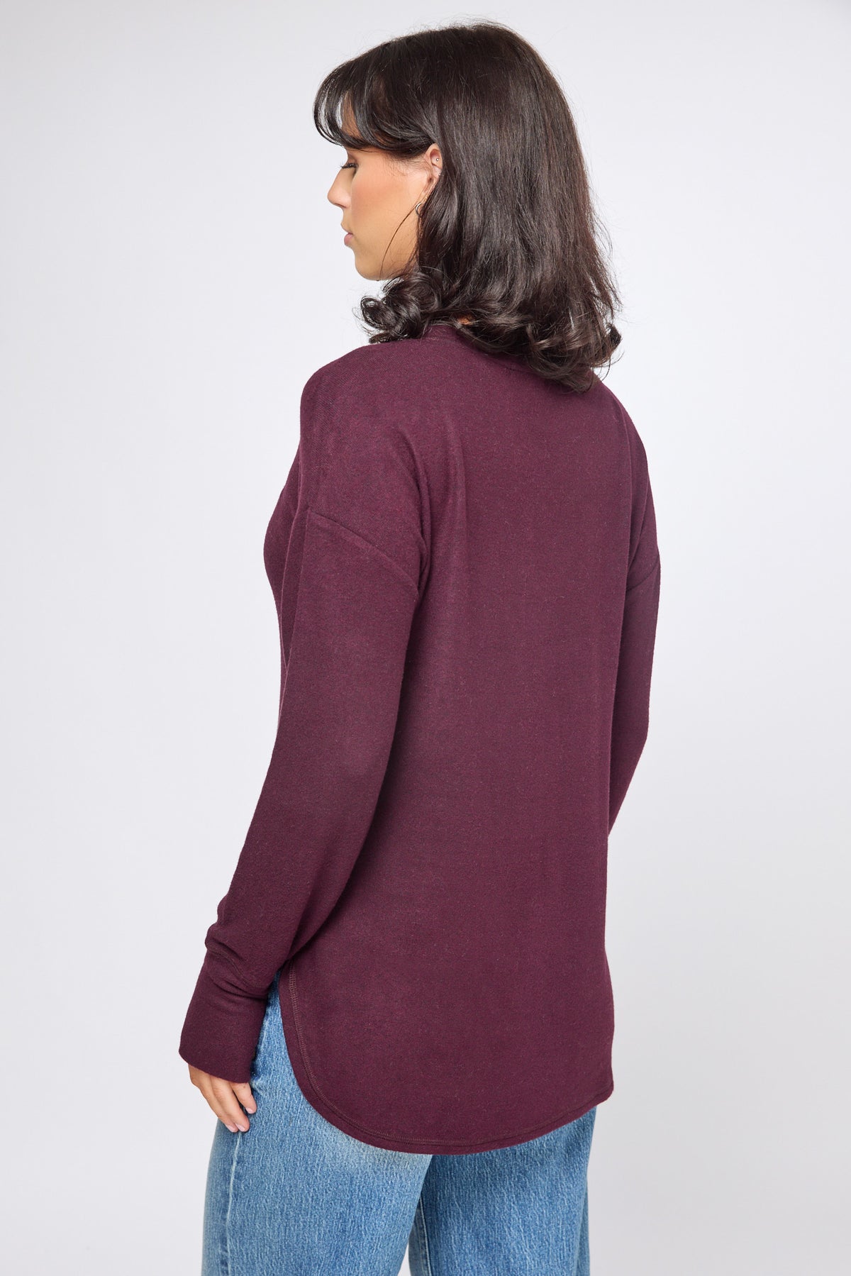 Long Sleeve Crew-Neck Supersoft Sweater with Thumbholes