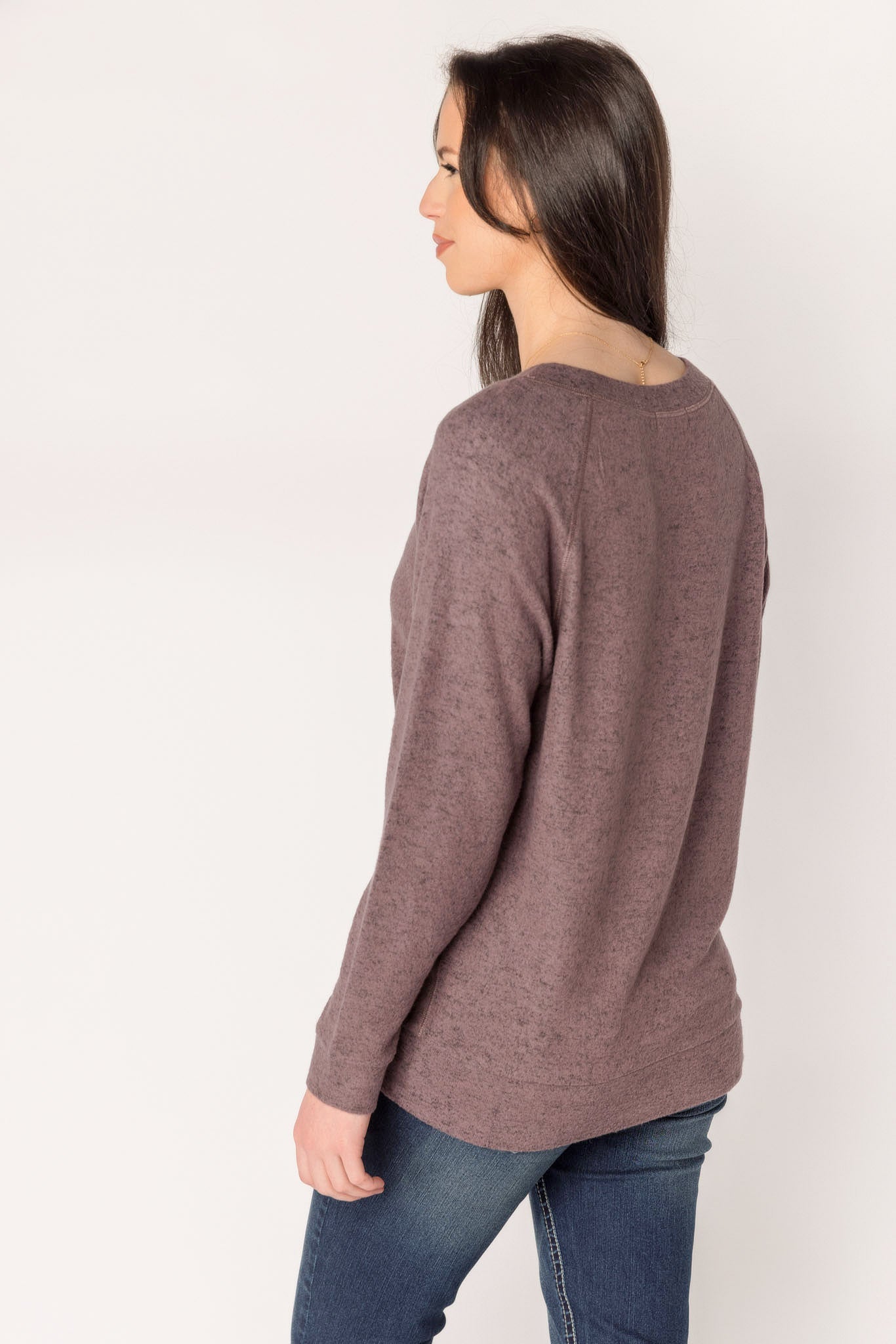 Long-Sleeve Supersoft Sweater with Flatlock Stitching