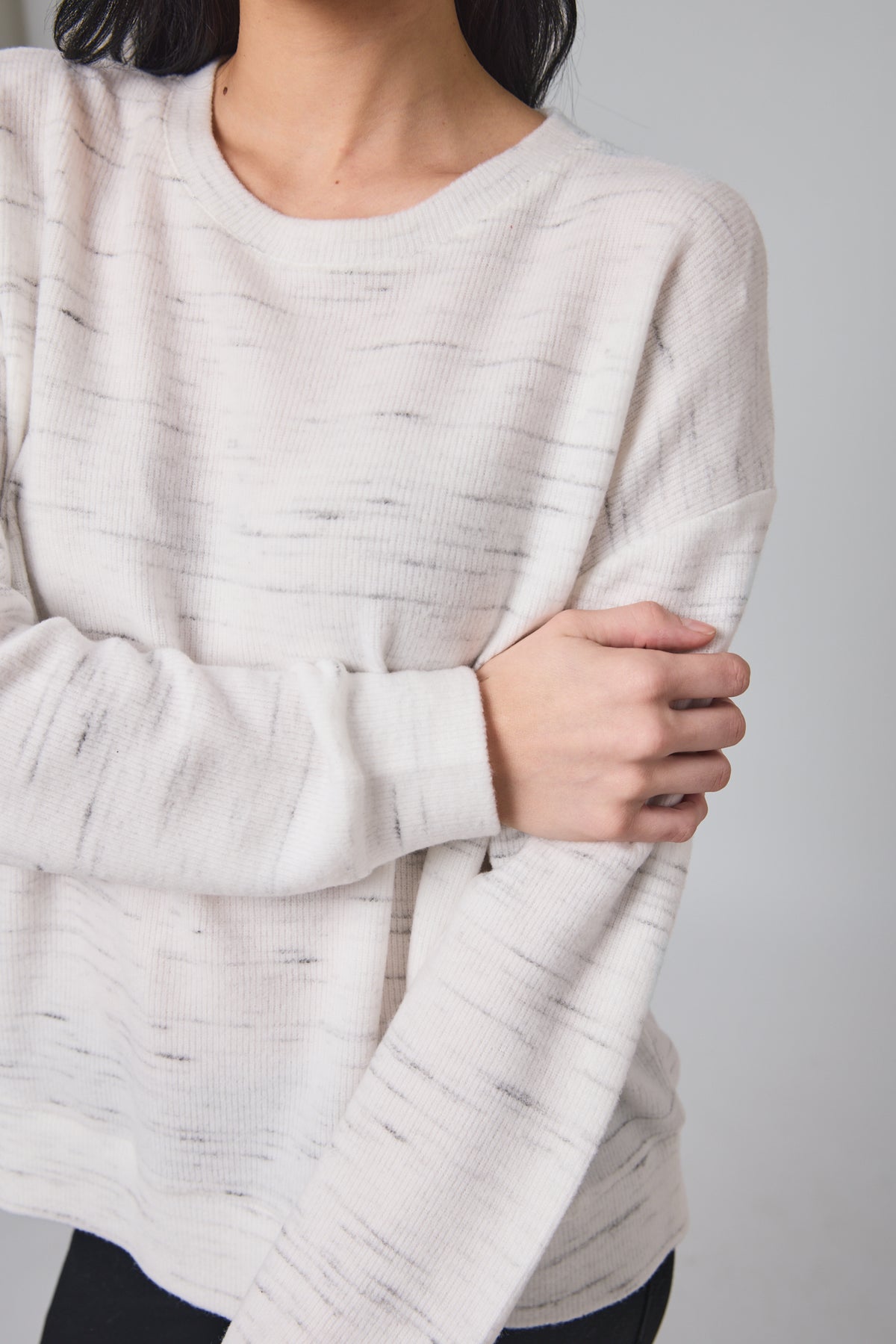 Brushed Space-Dye Long-Sleeve Sweater