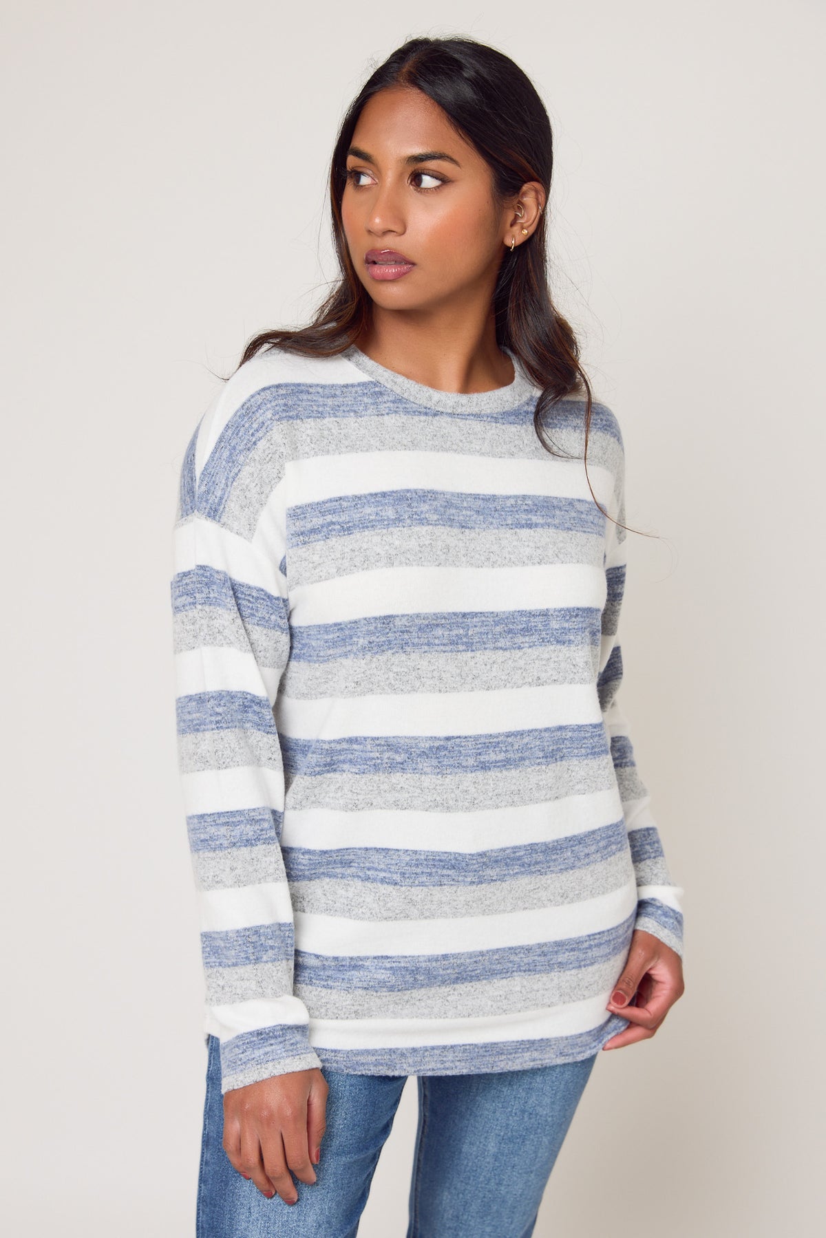 Striped Supersoft High-Low Sweater
