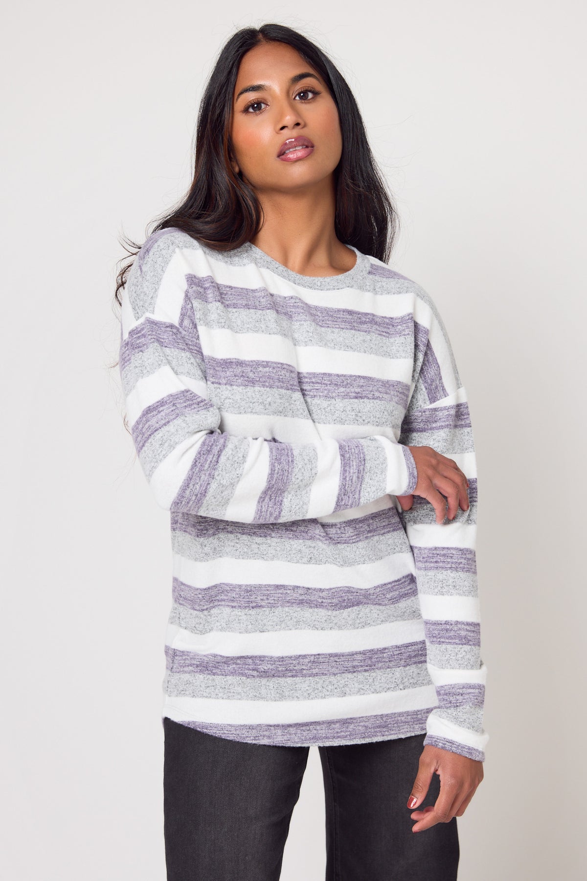 Striped Supersoft High-Low Sweater
