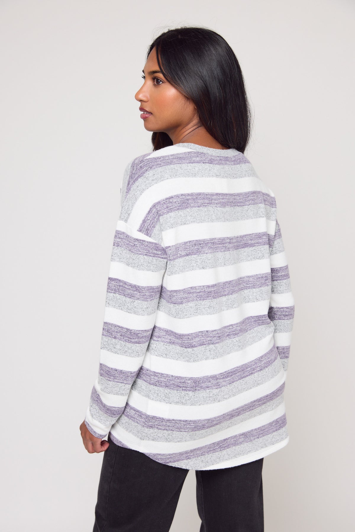 Striped Supersoft High-Low Sweater