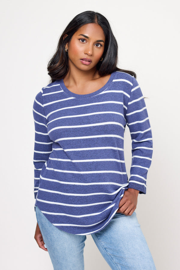 Striped Supersoft Scoop-Neck Shirttail Tee
