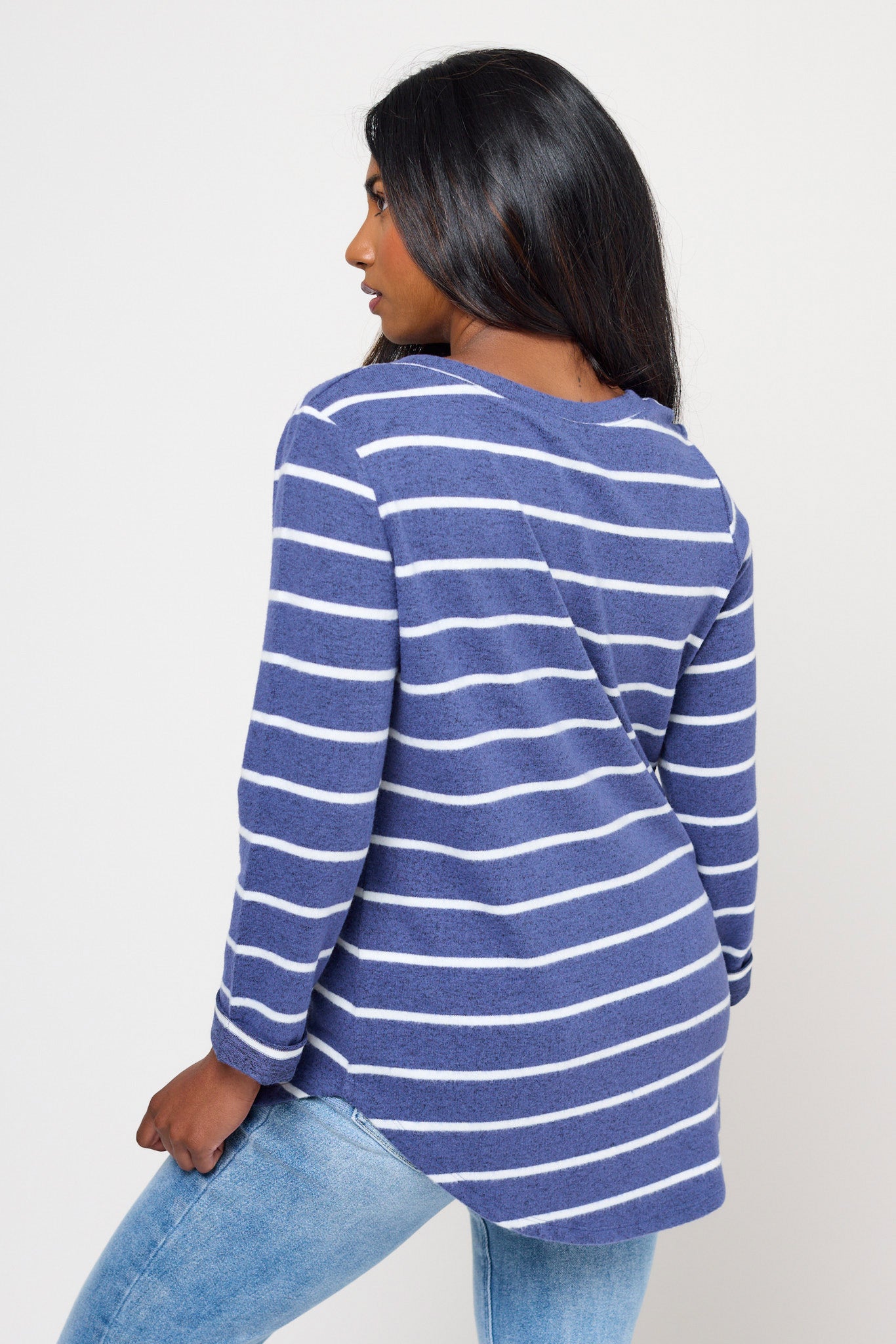 Striped Supersoft Scoop-Neck Shirttail Tee