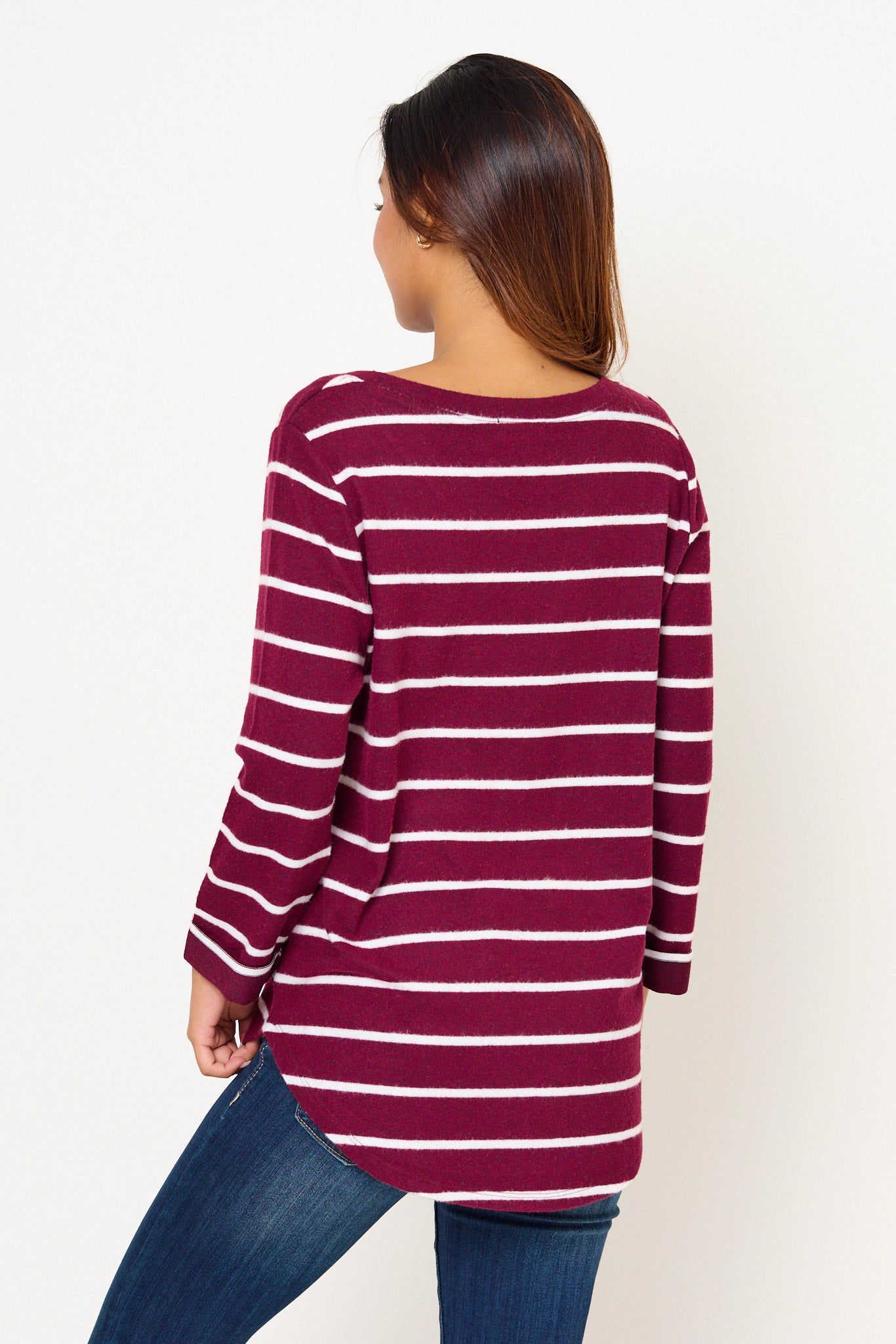 Striped Supersoft Scoop-Neck Shirttail Tee