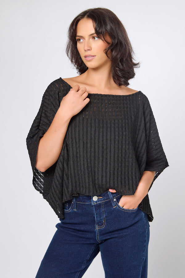 Openwork Ladder Knit Poncho