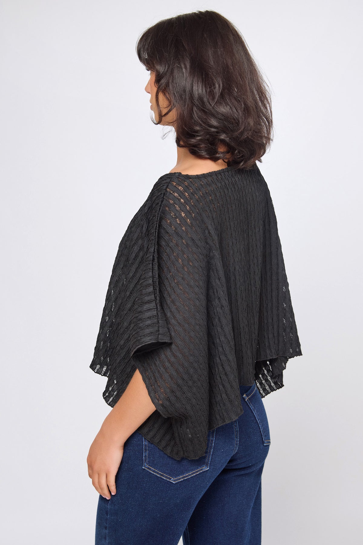 Openwork Ladder Knit Poncho