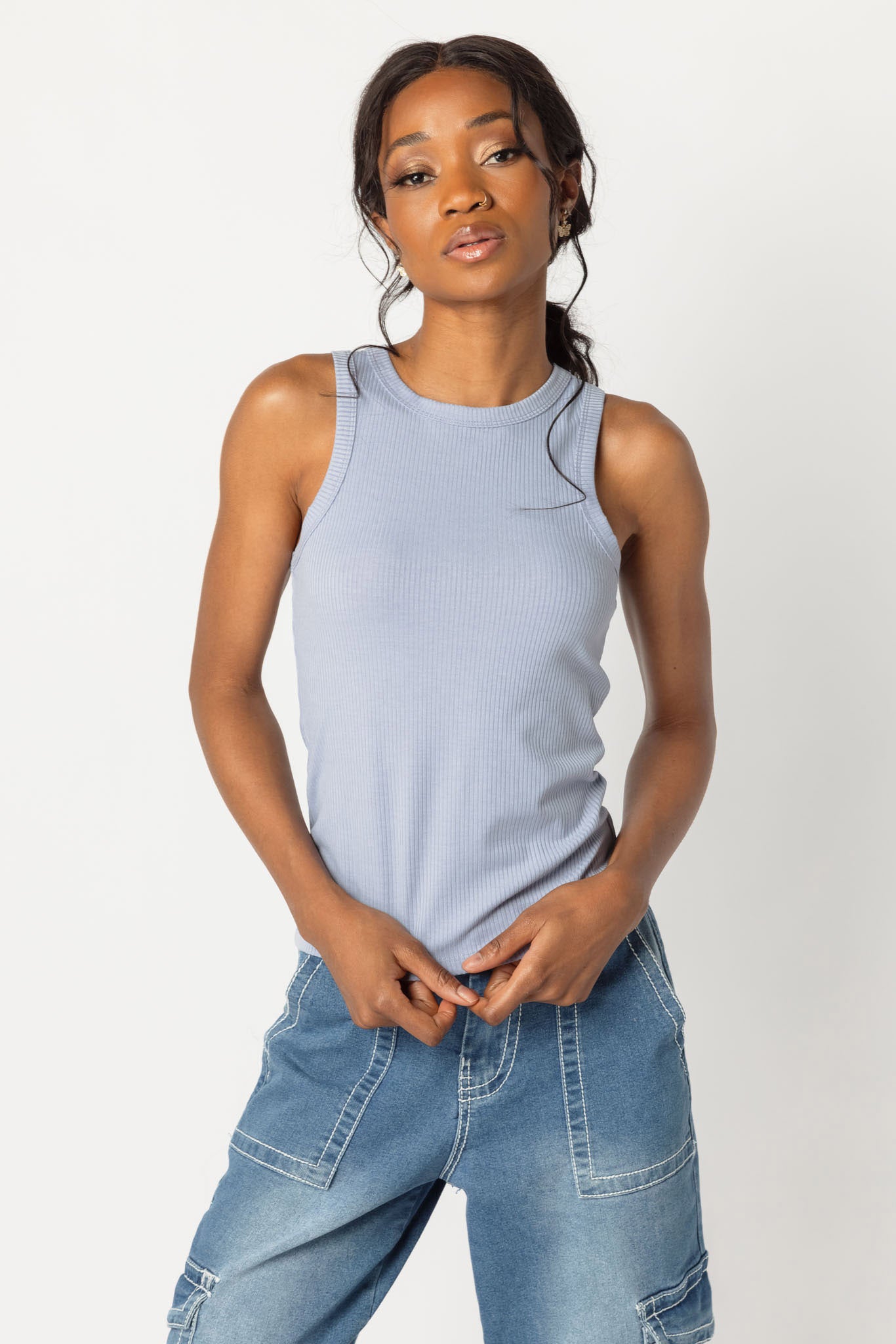 Ribbed Crewneck Racerback Tank