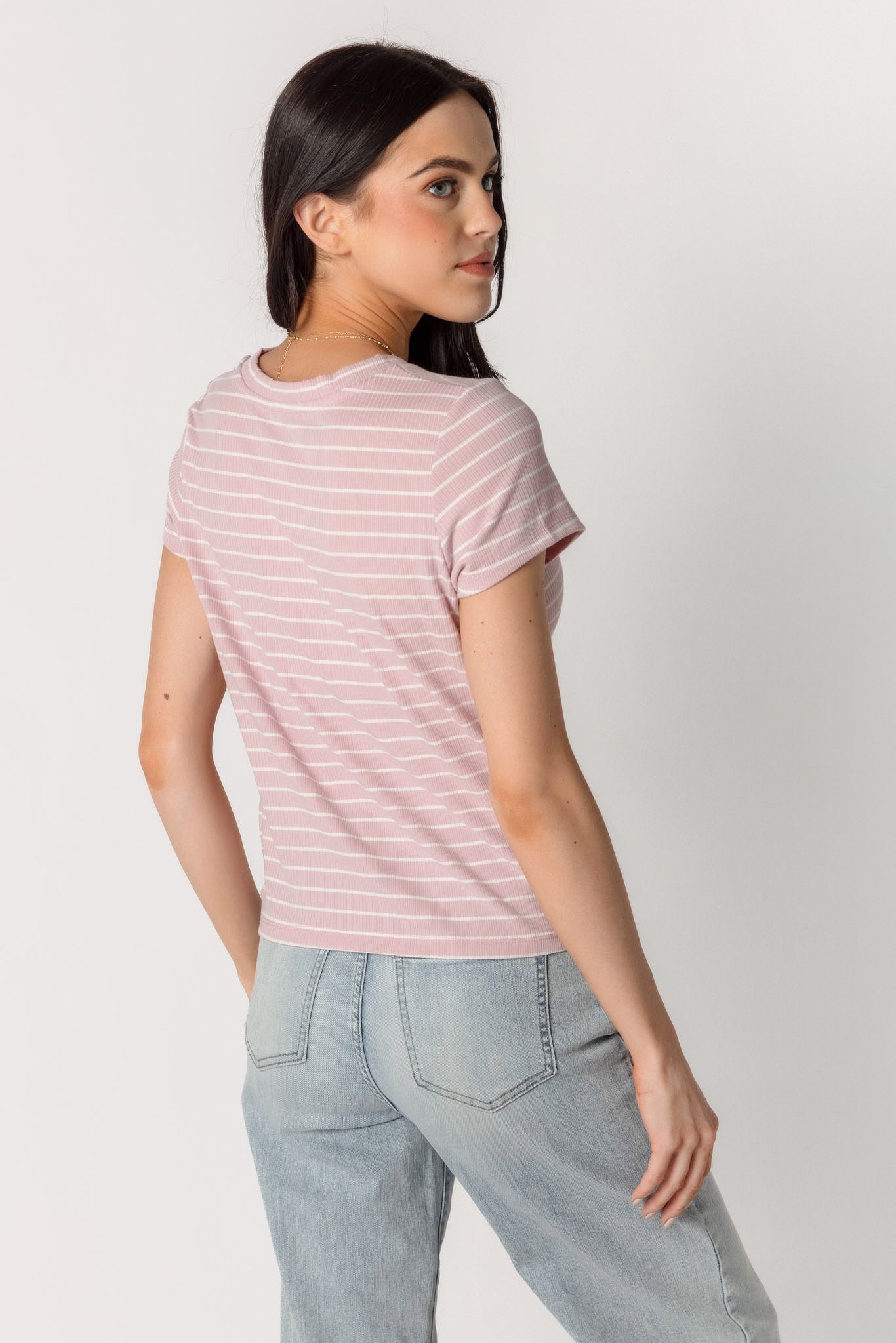 Stripe Ribbed Knotted Tee