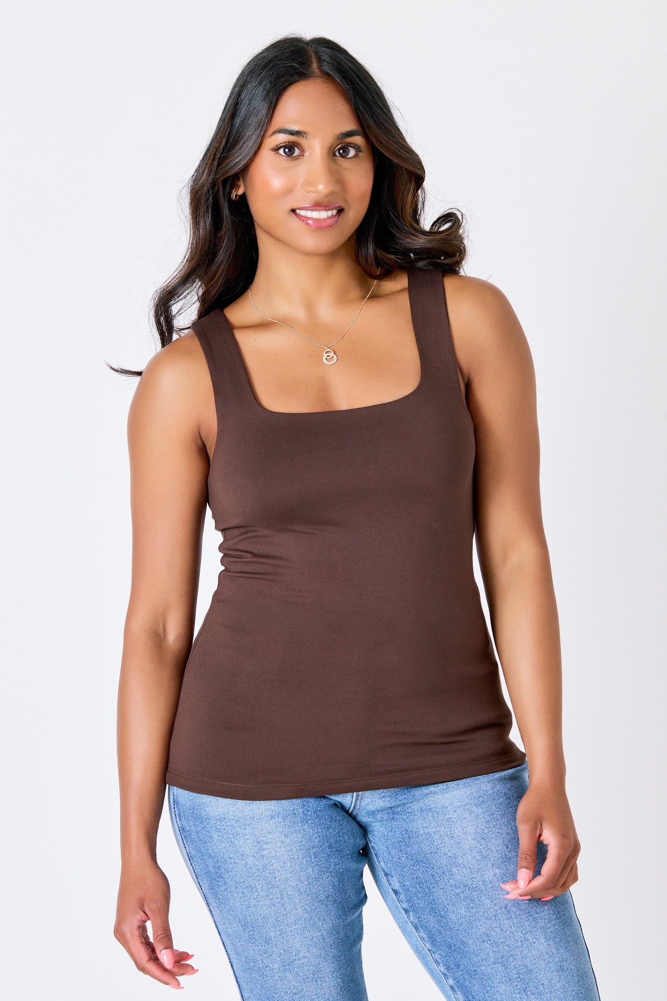Brushed Double Layer Square Neck Tank