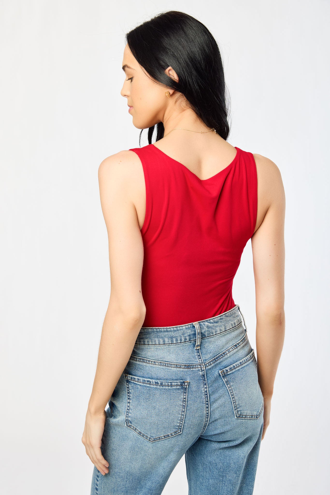 Camisole brossée double épaisseur à col carré