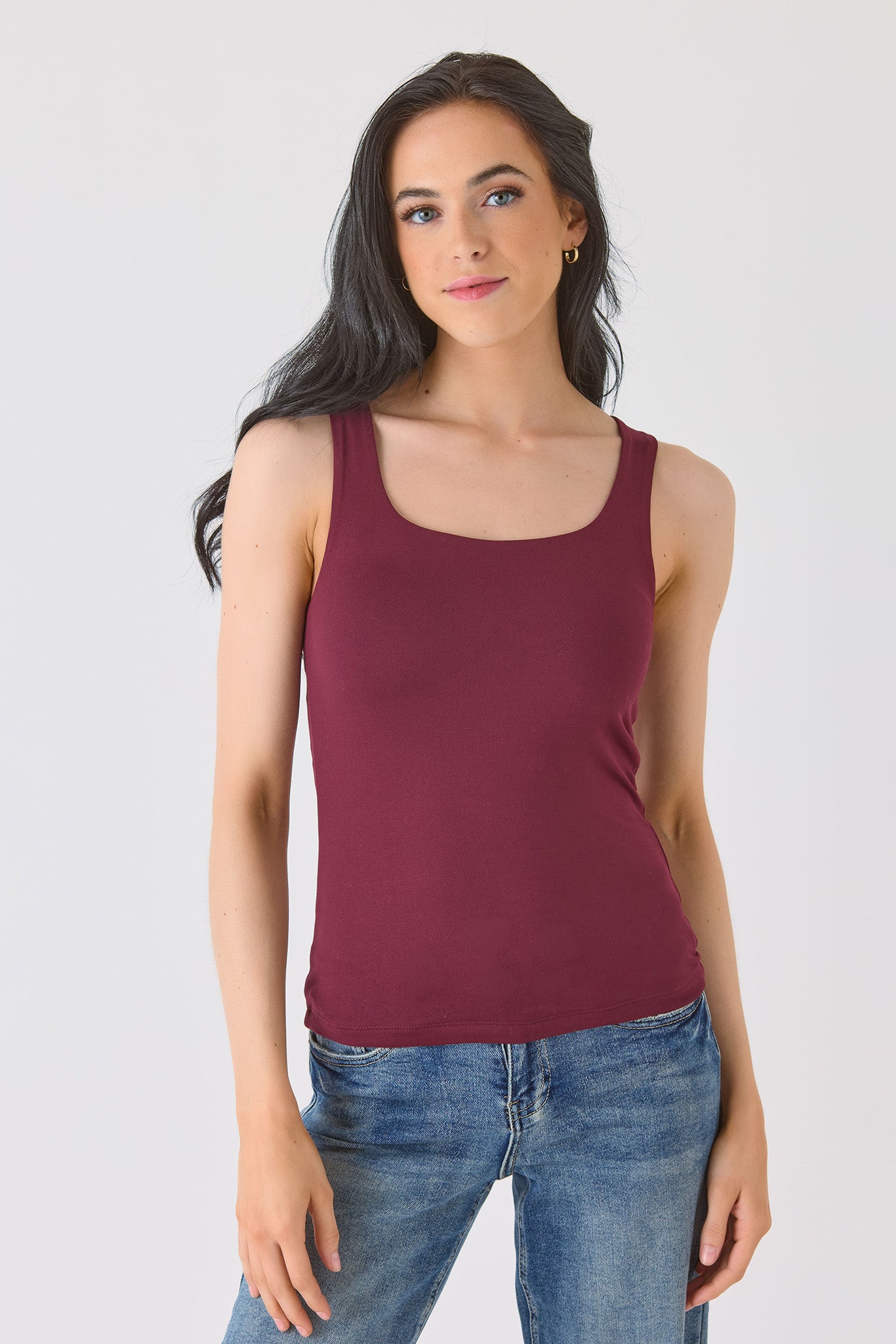 Brushed Double Layer Square Neck Tank