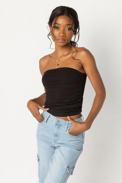 Kaleidoscope Ribbed Top with Ruched Detailing