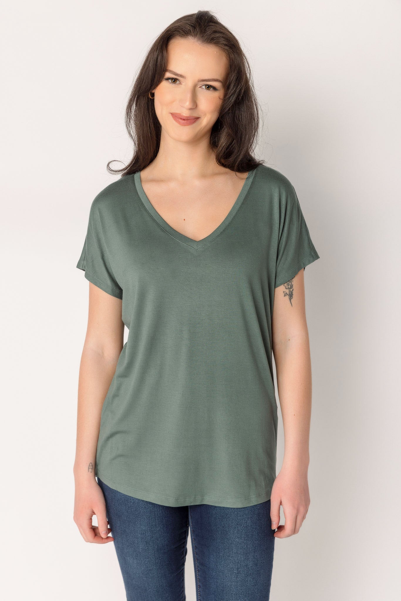 Dolman-Sleeve V-Neck Tunic