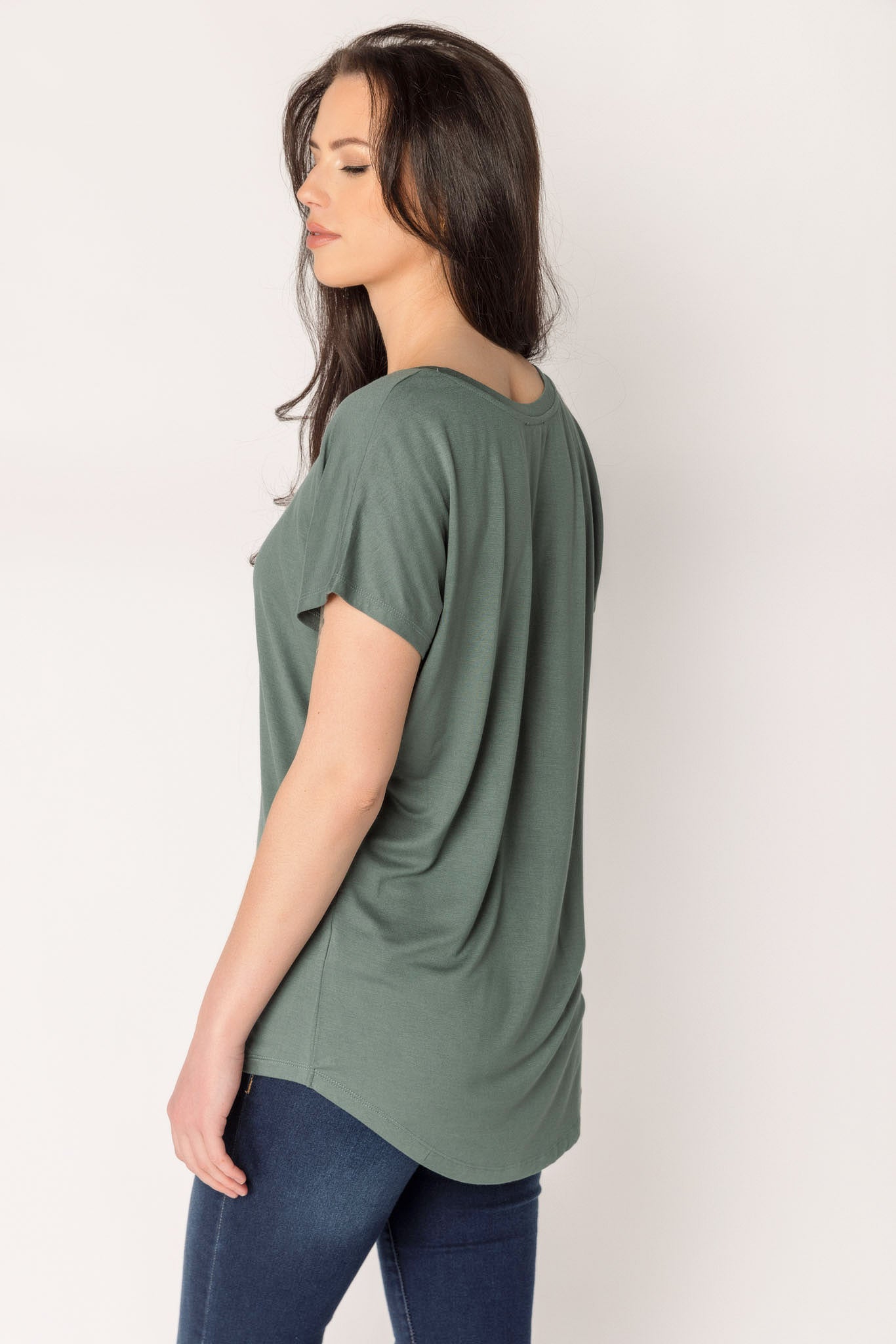 Dolman-Sleeve V-Neck Tunic