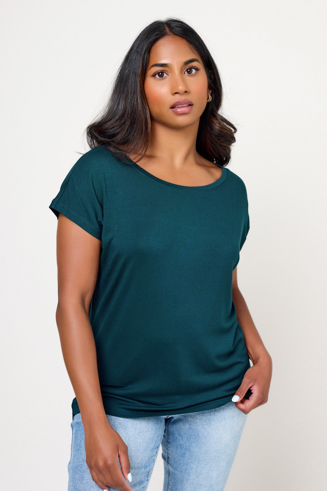 Short-Sleeve Wide-Neck Top